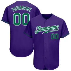 Custom Purple Baseball Jersey with Kelly Green-White