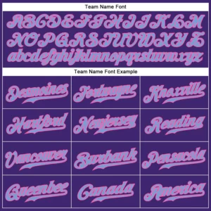 Custom Purple Baseball Jersey with Light Blue-Pink - Image 2