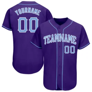 Custom Purple Baseball Jersey with Light Blue-White