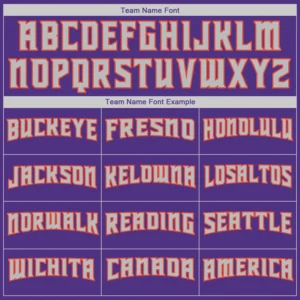 Custom Purple Baseball Jersey with Orange-Gray - Image 2