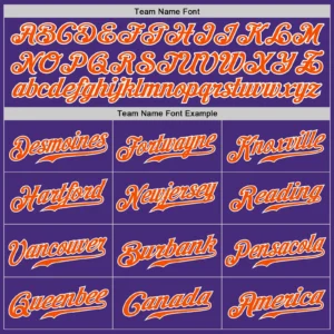Custom Purple Baseball Jersey with Orange-White - Image 2