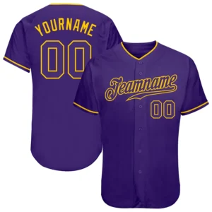 Custom Purple Baseball Jersey with Purple-Gold