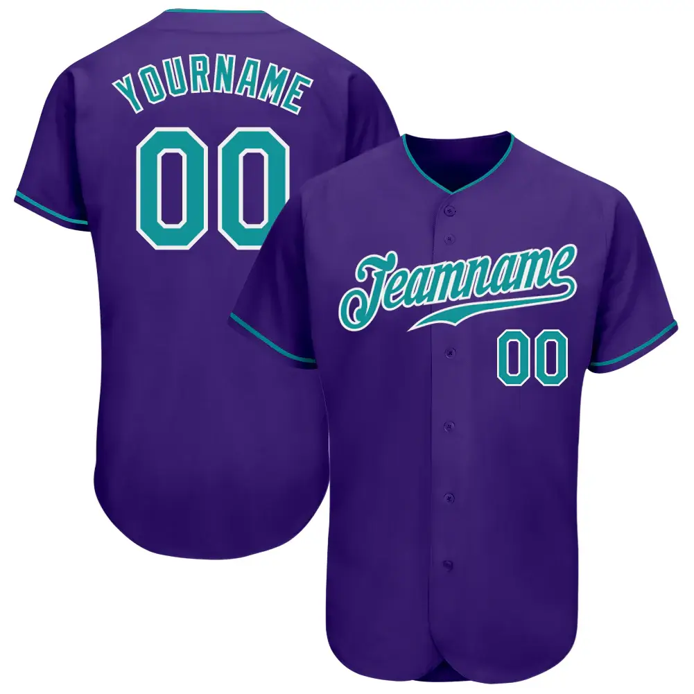 Custom Purple Baseball Jersey with Teal-White
