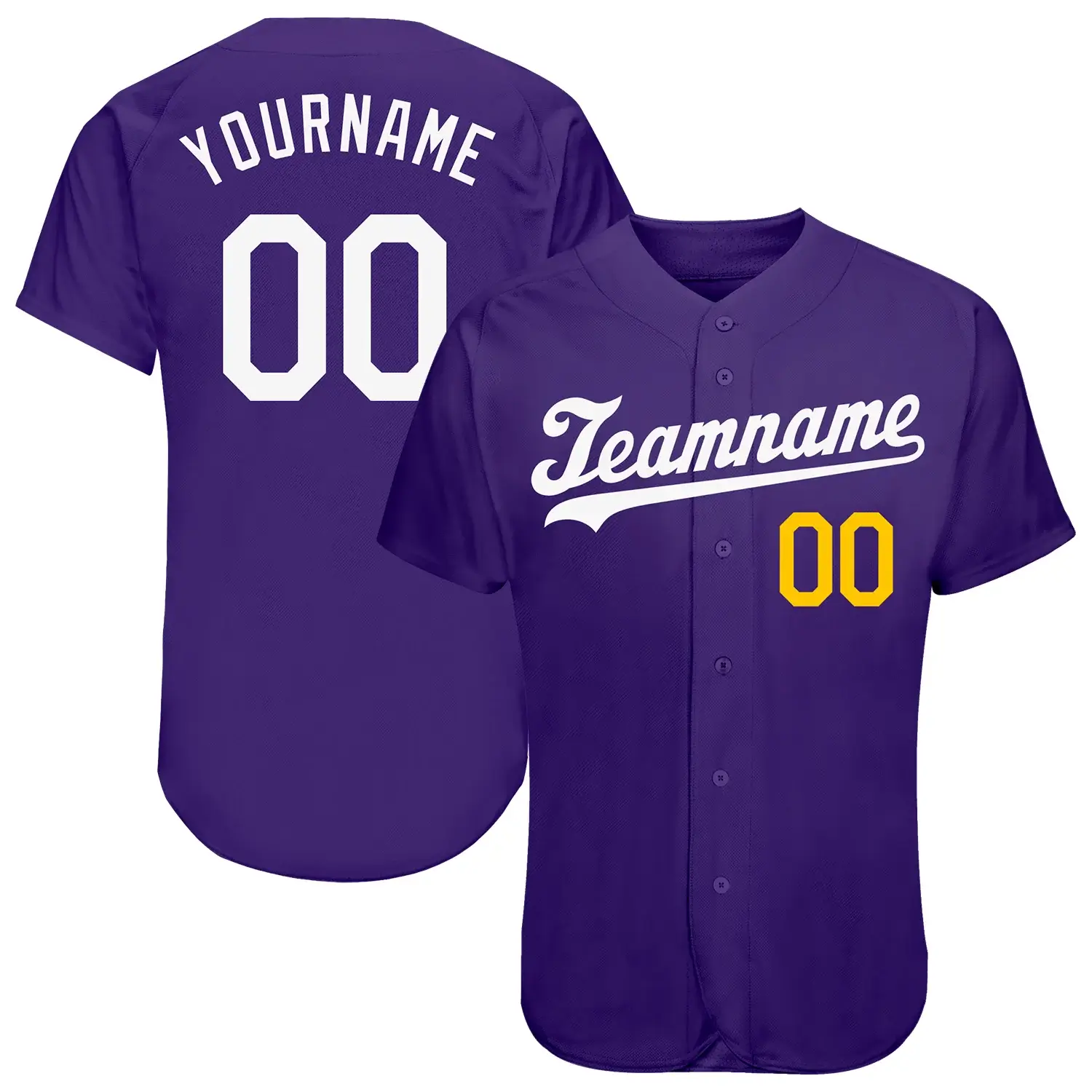Custom Purple Baseball Jersey with White-Gold
