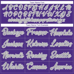Custom Purple Baseball Jersey with White-Gray - Image 2