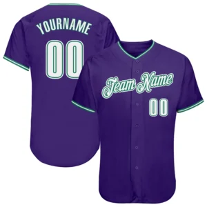 Custom Purple Baseball Jersey with White-Kelly Green