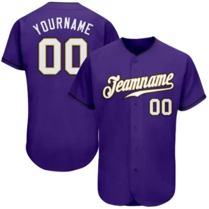 Custom Purple Baseball Jersey with White-Old Gold
