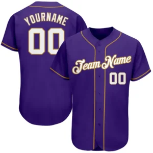 Custom Purple Baseball Jersey with White-Old Gold