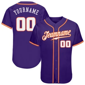 Custom Purple Baseball Jersey with White-Orange