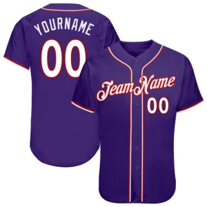 Custom Purple Baseball Jersey with White-Red