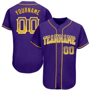 Custom Purple Drift Fashion Baseball Jersey with Gold-White
