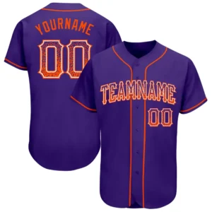 Custom Purple Drift Fashion Baseball Jersey with Orange-White