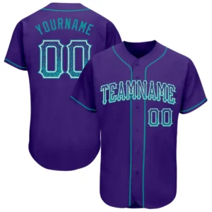 Custom Purple Drift Fashion Baseball Jersey with Teal-White