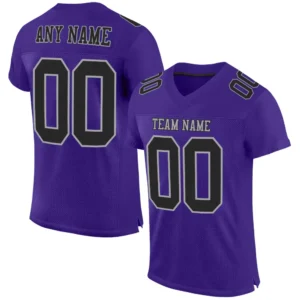 Custom Purple Mesh Football Jersey with Black