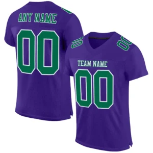 Custom Purple Mesh Football Jersey with Kelly Green