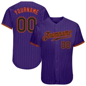 Custom Purple Pinstripe Baseball Jersey with Black-Orange