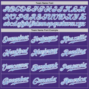 Custom Purple Pinstripe Baseball Jersey with Light Blue-White - Image 3