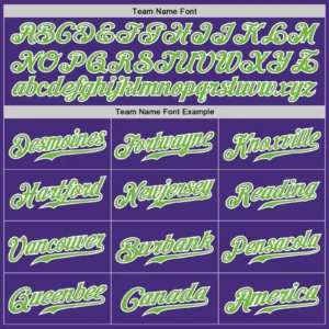 Custom Purple Pinstripe Baseball Jersey with Neon Geen-White - Image 3