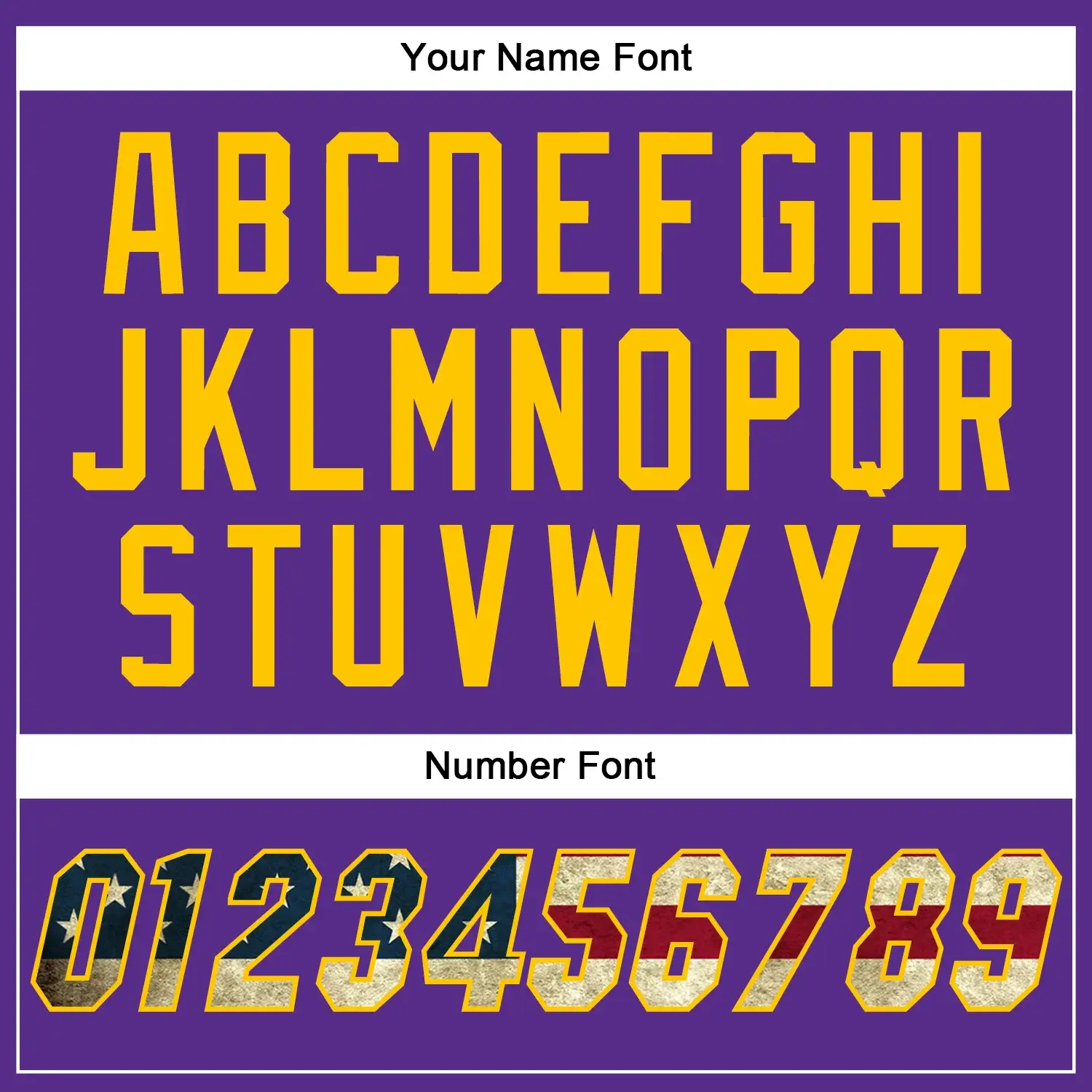 Custom Purple USA Flag Fashion Baseball Jersey with Gold - Image 3