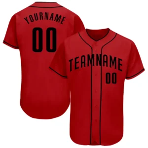 Custom Red Baseball Jersey with Black