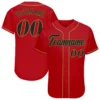 Custom Red Baseball Jersey with Black-Old Gold