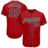 Custom Red Baseball Jersey with Black-White