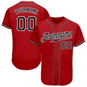 Custom Red Baseball Jersey with Black-White