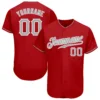 Custom Red Baseball Jersey with Gray-White