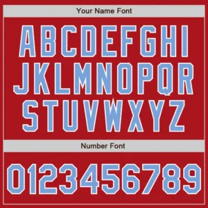 Custom Red Baseball Jersey with Light Blue-White - Image 3