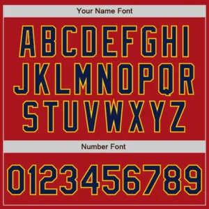 Custom Red Baseball Jersey with Navy-Gold - Image 3