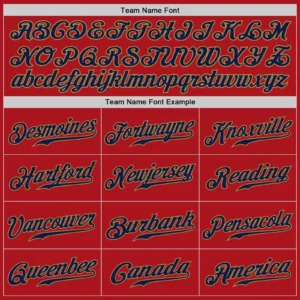 Custom Red Baseball Jersey with Navy-Old Gold - Image 2
