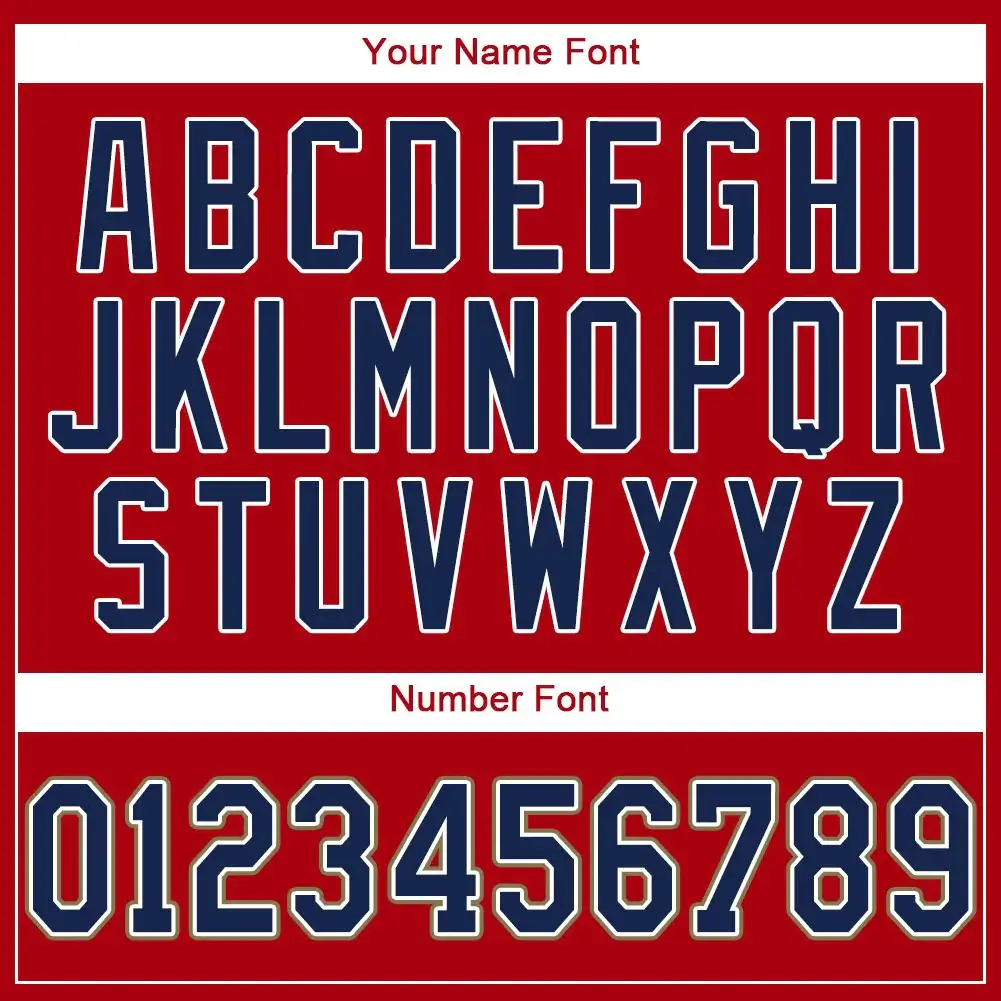 Custom Red Baseball Jersey with Navy-Old Gold - Image 2