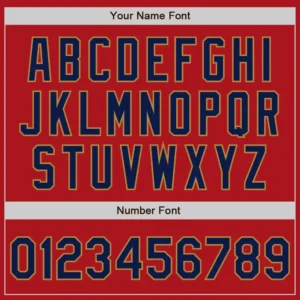 Custom Red Baseball Jersey with Navy-Old Gold - Image 3
