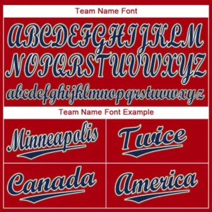 Custom Red Baseball Jersey with Navy-Old Gold - Image 3