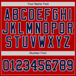 Custom Red Baseball Jersey with Navy-White - Image 2