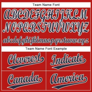 Custom Red Baseball Jersey with Navy-White - Image 3