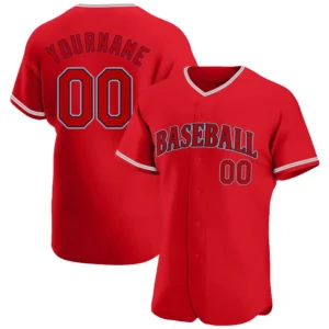 Custom Red Baseball Jersey with Red-Navy