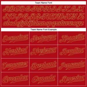 Custom Red Baseball Jersey with Red-Old Gold - Image 3