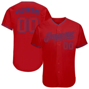 Custom Red Baseball Jersey with Red-Royal