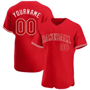 Custom Red Baseball Jersey with Red-White
