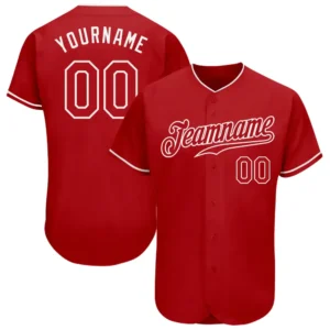 Custom Red Baseball Jersey with Red-White