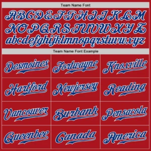 Custom Red Baseball Jersey with Royal-White - Image 2