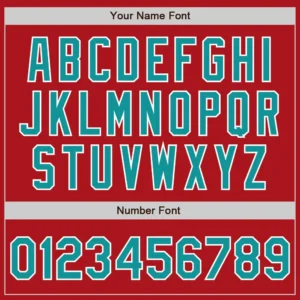 Custom Red Baseball Jersey with Teal-White - Image 3
