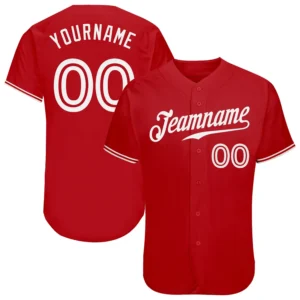 Custom Red Baseball Jersey with White