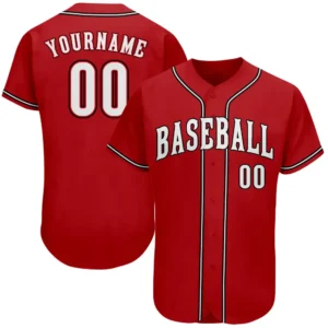 Custom Red Baseball Jersey with White-Black