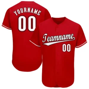 Custom Red Baseball Jersey with White-Black
