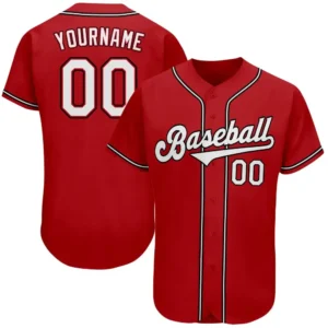 Custom Red Baseball Jersey with White-Black