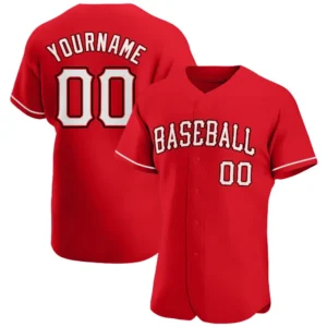 Custom Red Baseball Jersey with White-Black