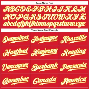 Custom Red Baseball Jersey with White-Gold - Image 2