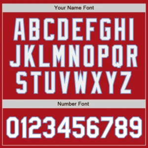 Custom Red Baseball Jersey with White-Light Blue - Image 2